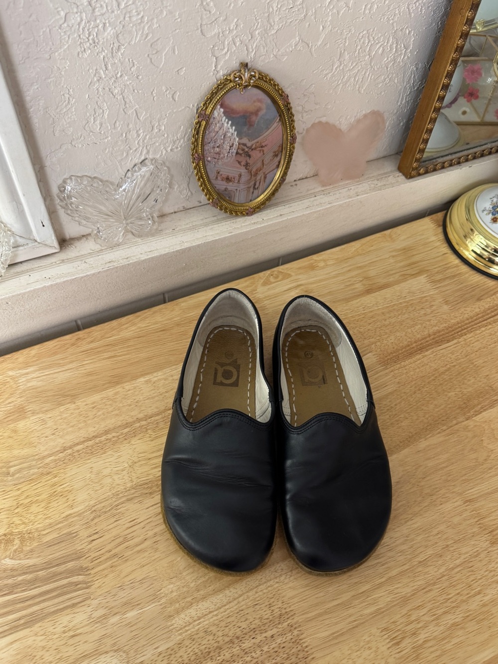 Vintage Barefoot Minimalist Black Leather Slip On Flats EU 40 Comfort - Picture 16 of 16